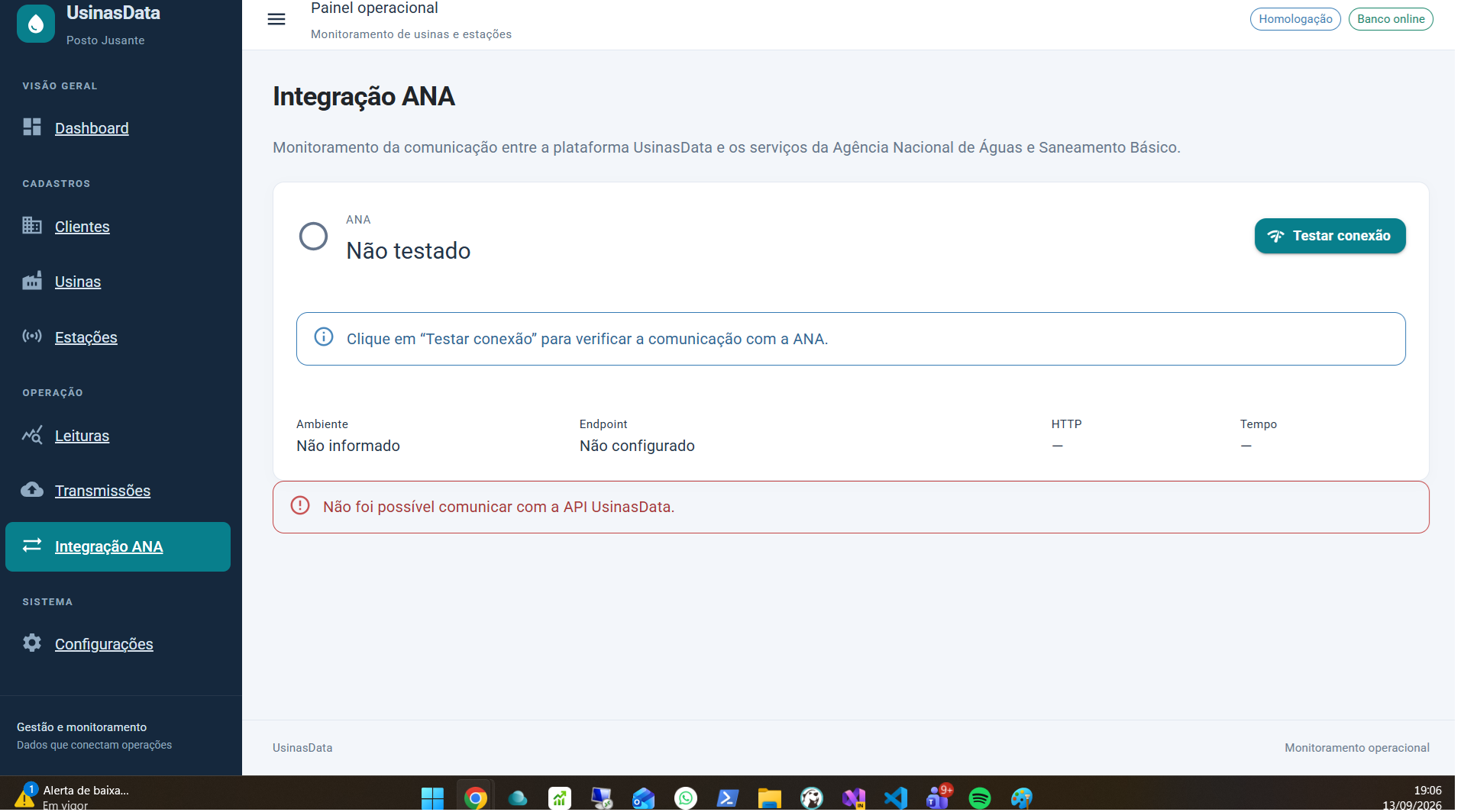 Status das Integrações